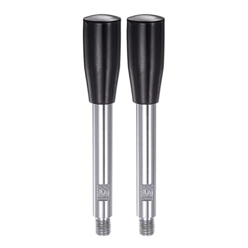 HARFINGTON 2pcs Clamping Handles M10 Thread 125mm (5") Length Chrome Plated Revolving Crank Handle Grip Handwheel Screw Stem for Lathe Machine - color: Black, size: M10 x 125mm