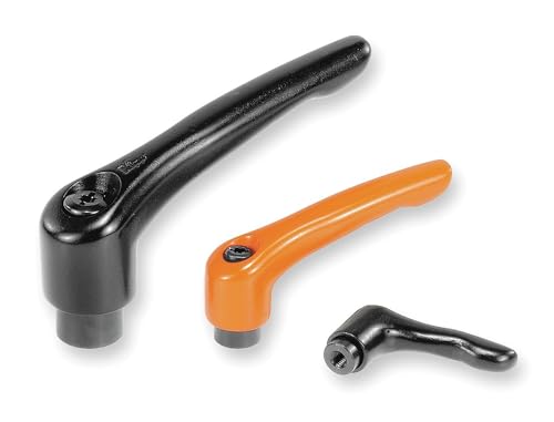 Kipp 06450-2081 Zinc Adjustable Handle with M8 Internal Thread, Modern Design Style, Steel Components, Metric, Black Satin Powder-Coated Finish, Size 2