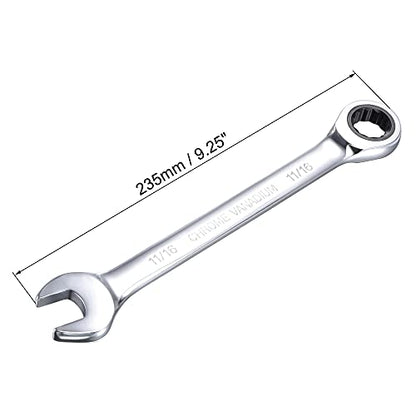 uxcell 11/16 Inch Ratcheting Combination Wrench SAE 72 Teeth 12 Point Ratchet Box Ended Spanner Tools, Cr-V - size: 11/16"