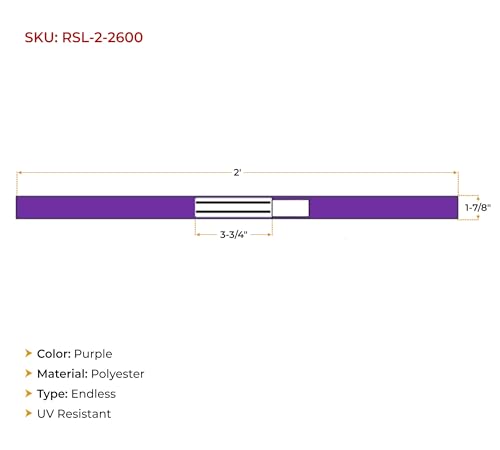 4 Pack 2 ft Purple Polyester Endless Round Sling 2600 LBS Vertical Capacity | 2100 LBS Choker | 5200 LBS Basket | Heavy Duty Endless Sling for Wrecker Recovery, Lifting & Towing - color: Purple - Vertical Capacity: 2,600 lbs., size: 2 Feet, style: 4 - Pac
