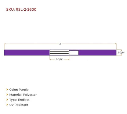 4 Pack 2 ft Purple Polyester Endless Round Sling 2600 LBS Vertical Capacity | 2100 LBS Choker | 5200 LBS Basket | Heavy Duty Endless Sling for Wrecker Recovery, Lifting & Towing - color: Purple - Vertical Capacity: 2,600 lbs., size: 2 Feet, style: 4 - Pac