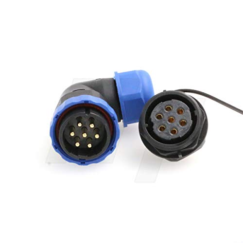 HangTon HE29 7 Pin Plastic Waterproof Wire Connector Threaded Outdoor Industrial Electrical Power Circular Male Female Angled Cable Plug + Panel Socket (7 pin) - size: 7 pin