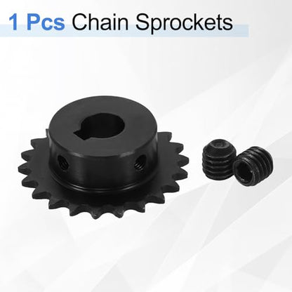 uxcell #25 Chain Roller Sprocket 12mm Bore 47.5mm OD, 22 Tooth C45 Carbon Steel ANSI #25 Roller Sprocket Round Hole with 5x2.3mm Keyway & Set Screws for ISO 04C Chain, Black - size: 12mm Bore 47.5mm OD, 22 Tooth, 5x2.3mm Keyway