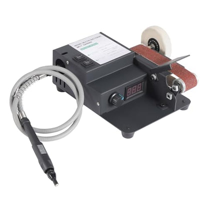 Mini Belt Sander, 350W Adjustable Electric Belt Sander with 10PCS Belts, Multi-Functional Dual Motor Bench Polishing Grinding Belt Machine for Woodworking, Metal Processing, Jewelry DIY