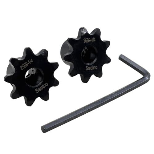 2PCS #25 Roller Chain Sprocket Type B 6.35mm Bore 9 Tooth, Hardened Antirust 1045 Steel 1/4" bore Drive Sprockets 25B9-1/4