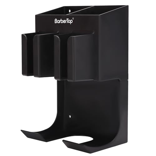 Hair Tool Organizer Wall Mounted, Hair Dryer and Styling Holder with Towel Bar, Bathroom Blow Dryer Holder, Farmhouse Vanity Caddy Storage Stand for Accessories Makeup(Black) - size: 5.9 x 9.2 x 5.6 Wall-mounted