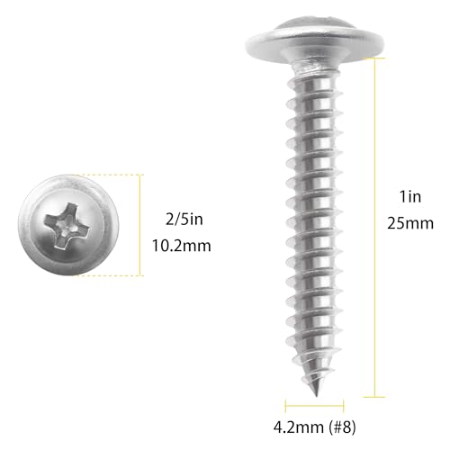 JEGONFRI 150PCS #8 x 1 410 Stainless Steel Self Tapping Wood Screws - size: #8 x 1" Single, style: Self-tapping - Truss