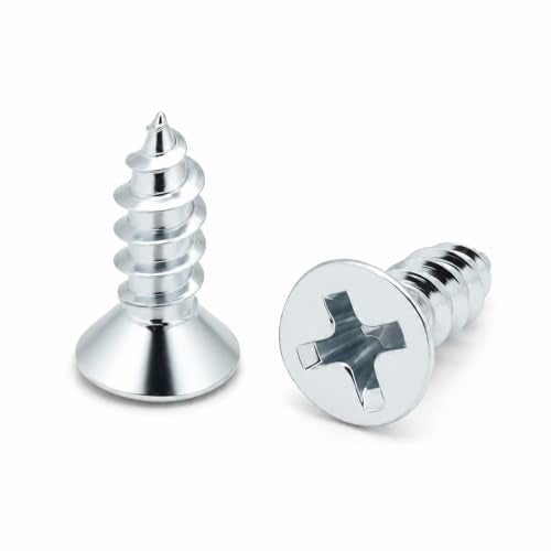 BCP Fasteners #6 x 1/2" Zinc-Plated Flat Head Wood Screws, 100 Pack - size: #6 x 1/2"