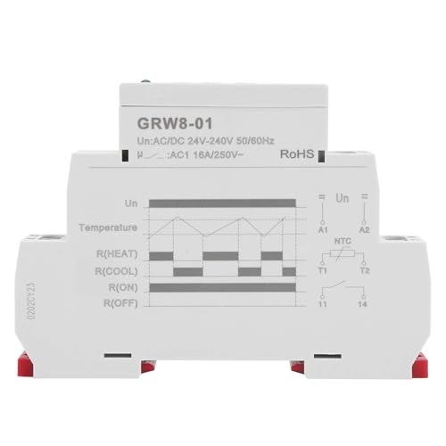 Temperature Control Relay High/Low Temperature Monitor GRW8-01 Temp Controller with LED Display and Probe