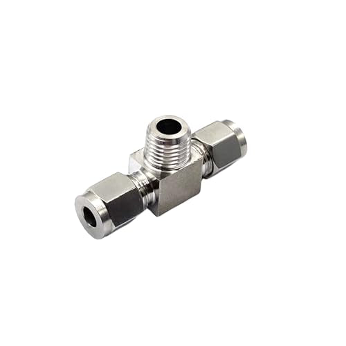 1 Pcs Stainless Steel 6mm Tube OD x 1/4 Inch NPT Male Thread Compression Tube Tee Fittings for Fuel, Oil, Gas, Water and Other Pipeline Systems