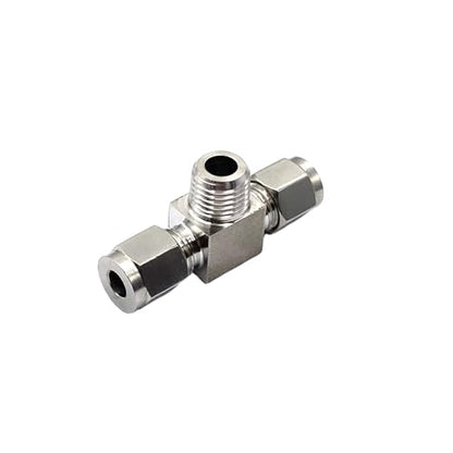 1 Pcs Stainless Steel 6mm Tube OD x 1/4 Inch NPT Male Thread Compression Tube Tee Fittings for Fuel, Oil, Gas, Water and Other Pipeline Systems