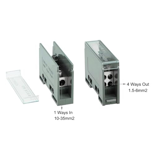 uxcell 1 in 4 Out DIN Rail Terminal Blocks 690V Connectors Distribution Block (Pack of 2) - size: 4 Outlets (Pack of 2)