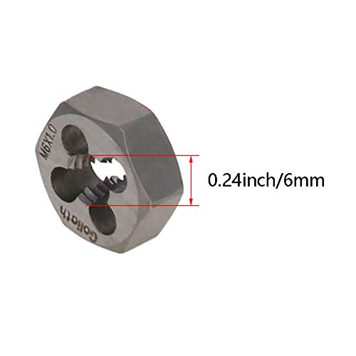 Utoolmart Hex Rethreading Die, M6 x 1.0 Pitch, Carbon Steel Thread Die, Hex Rethreading Die Machine Thread Die, Hexagon Taper Pipe Die, 1 Pcs - size: M6×1.0 Standard Teeth
