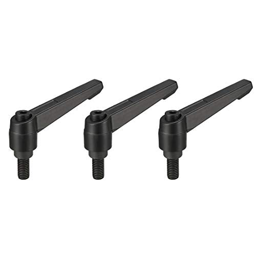uxcell M8 x 15mm Handle Adjustable Clamping Lever Thread Push Button Ratchet Male Threaded Stud Knobs Locking Rotating Screw Handles Quick Release Bolt Black 3pcs - size: M8 x 15mm
