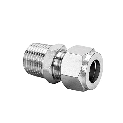 Stainless Steel Compression Adapter 1/4" Tube OD x M14*1.5 Male Coupler 2pc - size: ¼" OD x M14*1.5 Male