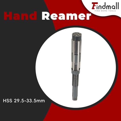 findmall Hand Reamer HSS 29.5-33.5mm/ 1-3/16-1-5/16 Inch Adjustable Hand Reamer Straight Flute Square End 6 Blades Reamer