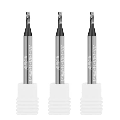 3PCS 1/16" Micrograin Carbide Square End Mill Set 2 Flute HRC 55 - size: 1/16 in
