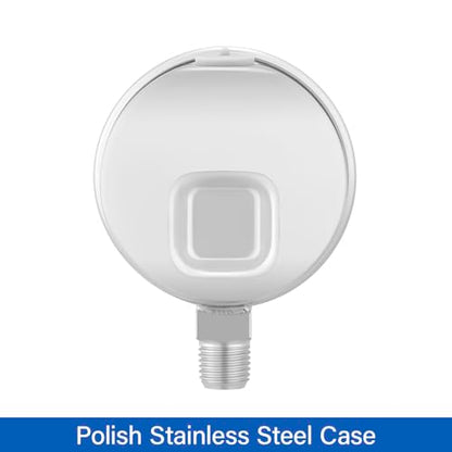 MEASUREMAN Fully Stainless Steel Hydraulic Glycerin Filled Pressure Gauge, 2-1/2" Dial Size,0-30psi/kpa,1/4" NPT Lower Mount - size: 0-30 psi, style: Lower Mount(100% Stainless Steel)