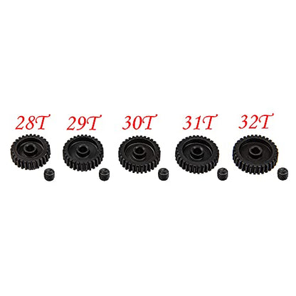5Pack ShareGoo Steel 48P 3.175mm Pinion Gear Sets 28T 29T 30T 31T 32T fit 3.175mm (1/8-Inch) Shaft Compatible with Arrma HPI Kyosho Losi Axial Traxxas Tamiya Associated 1/10 RC Car Monster Truck Buggy