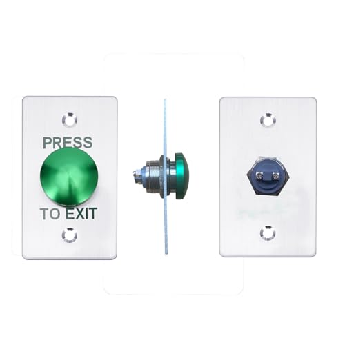 Push to Exit Button，12V DC Push to Exit Switch with LED Light, IP67 Waterproof,NC/NO/COM Outputs, Surface Mount Request-to-Exit Device for Access Control Systems (86X50-C) - color: 86X50-C
