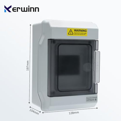 4 Way Distribution Protection Box,ABS/PC Alloy Plastic Transparent Cover Circuit Breaker Box IP66 Waterproof Distribution Box with DIN Rail and Waterproof Connector - size: HS-4