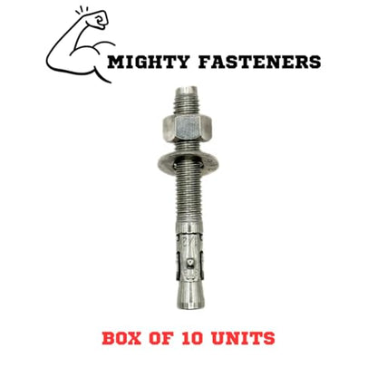MIGHTY FASTENERS 316 SS Wedge Anchors 1/2"-13 x 10, 10 Pack - size: 1/2"-13 X 10"