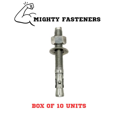 MIGHTY FASTENERS Premium 316 Stainless Steel Wedge Anchor, 3/4"-10 X 4-3/4" – Heavy Duty Corrosion Resistant Fastener for Concrete and Masonry Applications 10 Pack - size: 3/4"-10 X 4-3/4"