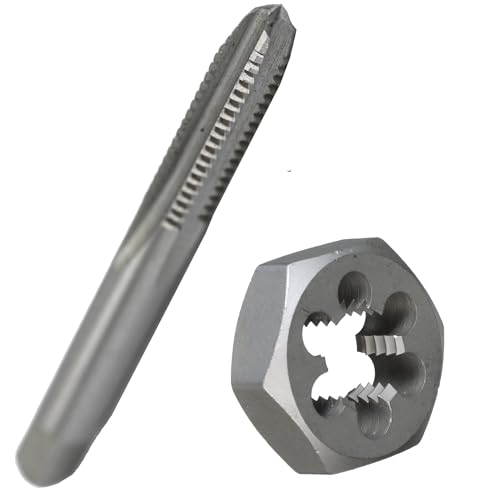 Drill America 1/4"-28 UNF Tap and Die Kit, HSS Plug Tap and Carbon Hex Die, POUT Series - size: 1/4"-28, style: Tap and Hex Die