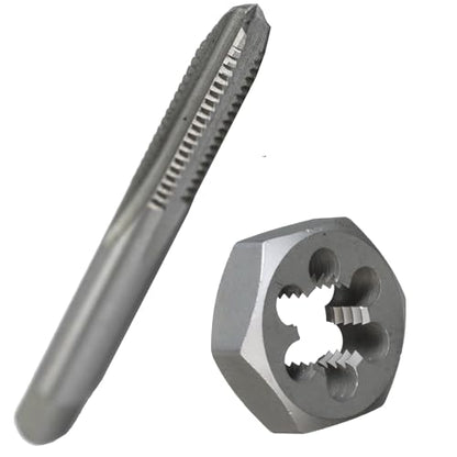 Drill America 1/4"-28 UNF Tap and Die Kit, HSS Plug Tap and Carbon Hex Die, POUT Series - size: 1/4"-28, style: Tap and Hex Die