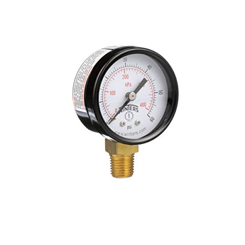 Winters 2 inch Dial Size, Multi Function Economy Utility Dry Pressure Gauge, Brass Internals, Steel Case, Dual Scale 30 inch Hg-0 Vac/kPa, 3-2-3% Accuracy, 1/4" NPT Bottom Mount, Vacuum Pressure Gauge - style: 30" Hg VAC/KPA