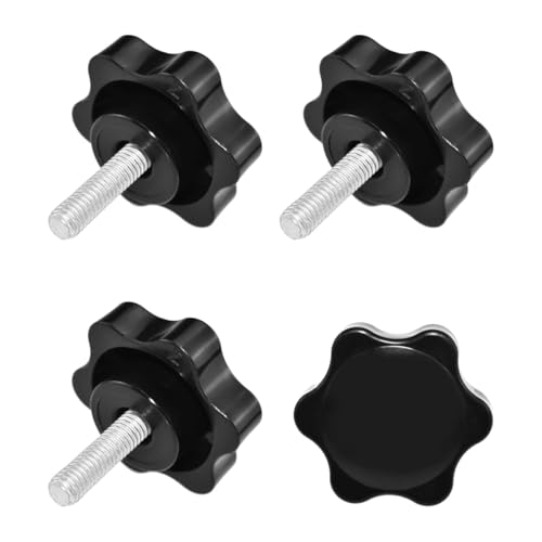Aifeier ET 4 Pieces M6 x 20mm Star Hand Knob, Black Plastic Hex Shaped Clamping Knob Handle for Umbrella Base Replacement Knob (M6 OD≈5.82 mm) - size: M6 x 20 mm