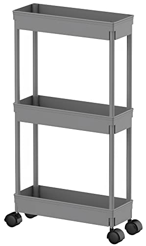 Sooyee 3 Tier Slim Storage Cart, Rolling Utility Cart,Grey - color: Gray, size: Slim 3 Tier