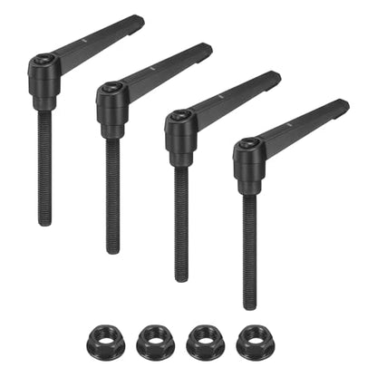 uxcell 4Pcs Adjustable Clamping Lever Handles, M8x70mm Zinc Alloy Male Thread Stud Knobs with Nuts Quick Release Bolt Rotating Screw Handles for Lathes Woodworking, Black - size: M8x70mm
