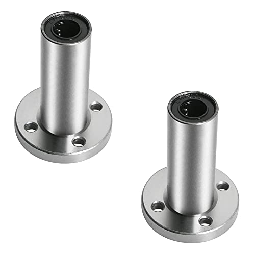 LMF10LUU Linear Ball Bearing Round Flange, ID 10mm, OD 19mm Linear Motion Ball Bearings Sae52100 Carbon Steel, 4 Rows of Steel Balls, Great for CNC, 3D Printer, Linear Rail Guide 2 PCS - size: LMF10LUU