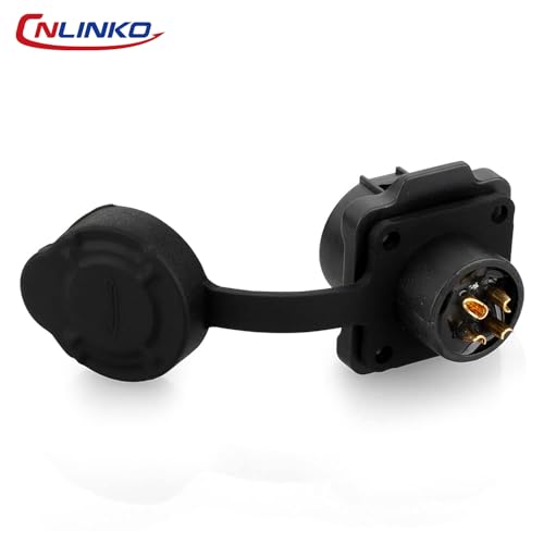CNLINKO M12 4Pin Waterproof Connector, PBT Plastic DC 12V Cable Panel Mount, Male Female Plug Mount for Medical (4 Pin) - size: 4-Pin, style: Plug without Cable