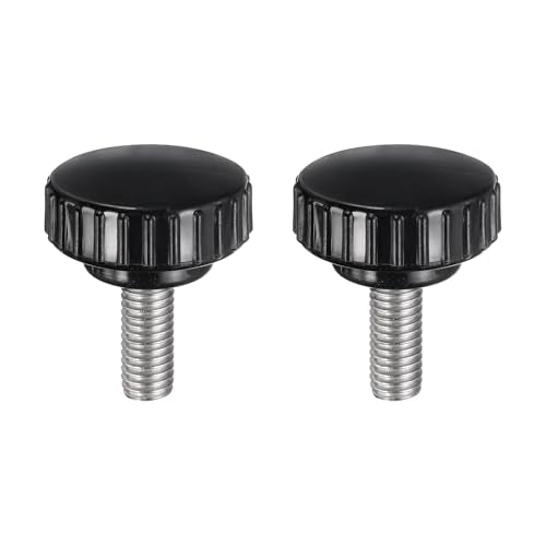 uxcell 2pcs Knurled Clamping Knobs M8 x 20mm Metric 304 Stainless Steel Male Thread Thumb Screw on Type 30mm Plastic Round Head Threaded Hand Bolt Stud Knobs Black - size: M8 x 20mm x 30mm