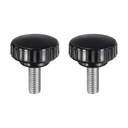 uxcell 2pcs Knurled Clamping Knobs M8 x 20mm Metric 304 Stainless Steel Male Thread Thumb Screw on Type 30mm Plastic Round Head Threaded Hand Bolt Stud Knobs Black - size: M8 x 20mm x 30mm