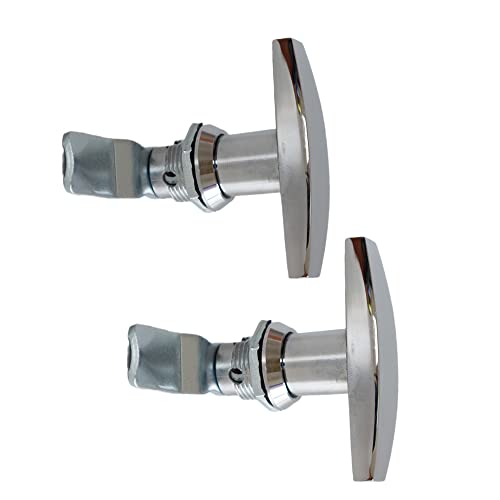 Thumb Operated Cam Lock Satin Twist Latch T-Handle Swing Knob for Electrical Panel Door Latches Machine Offset Cabinet Drawer 2-Pack