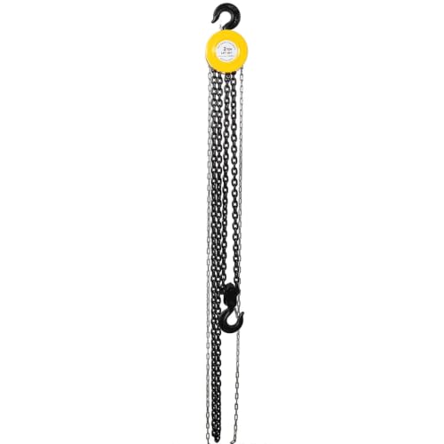 2 Ton Manual Chain Hoist, 4400 lb Hand Chain Hoist, Heavy Duty Chain Block Hoist with Mechanical Load Brake & Forged Hooks Alloy Steel Chain for Garage, Warehouse & Construction,Yellow - color: Yellow