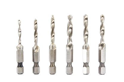 Drill America 6 Piece Metric Combined Drill Tap and Countersink Set with 1/4" Quick Change Hex Shank - size: 6 Piece MM Set