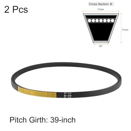 uxcell B39 V-Belts 39" Pitch Length, B-Section Rubber Drive Belt 2pcs - size: 39"