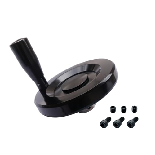 4" Foldable Handwheel with Revolving Handle, 1/2" Bore Ribbed Rim Hand Wheel, with 3 Hex Socket Cap Screws & 3 Set Screws, Aluminum Mechanical Handwheel for Milling Machine, Lathe, CNC - size: 4" X1/2"