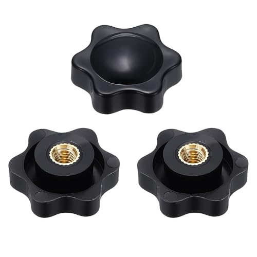 HARFINGTON Star Knob M5 Female Thread 25mm Head Brass Insert Black 3pcs - color: Black, size: M5 x 25mm