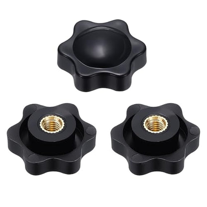 HARFINGTON Star Knob M5 Female Thread 25mm Head Brass Insert Black 3pcs - color: Black, size: M5 x 25mm