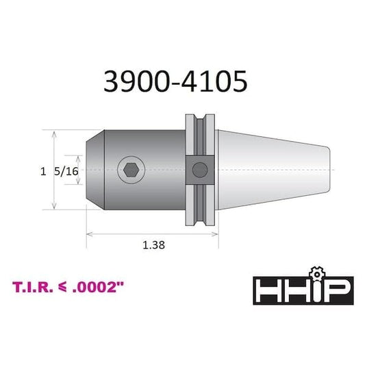 HHIP 3900-4105 5/16 x CAT 40 V-Flange End Mill Holder with 1.38 Gage Depth - size: 5/16" Bore Dia, 1.38" Gage Depth