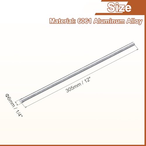 uxcell 1Pcs 1/4"(6mm) Dia Round Aluminum Rod, 12"(305mm) Long 6061 Aluminum Round Rod Solid Lathe Bar Stock for Industry Construction DIY Crafts - size: 6mm x 305mm