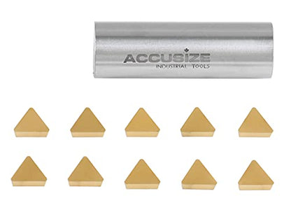 Accusize Industrial Tools Tpg222 Tin Coated Carbide Inserts, 10 Pcs/Box, 2127-1024x10 - size: TPG222