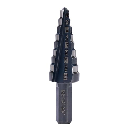 M2 HSS Step Drill Bit Unibit, 1/4"-3/4", Metal Wood Plastic - size: 1/4" to 3/4"