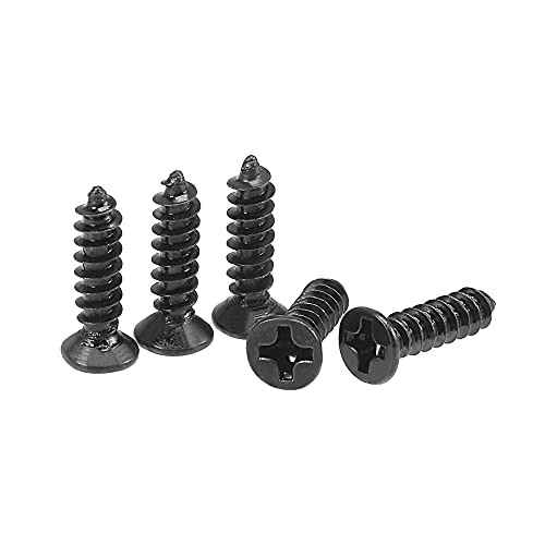 uxcell M3 x 12mm Wood Screws Phillips Flat Head Carbon Steel Self Tapping Screws Black 200pcs - size: M3 x 12mm