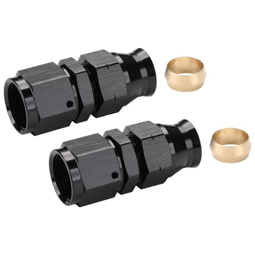 8AN Female Flare to 3/8" Hardline Compression Fitting Adapter Straight Aluminum Black 2PCS - color: Black - 2PCS, size: 8AN to 3/8"